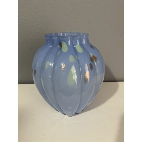 12 Loop Bud Vase LENE BJERRE MARA ART GLASS DECOR Blue Gold Glitter Iridescent - Picture 4 of 9